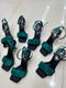 Solid Color Ruffled Strap Buckle Thin Heel